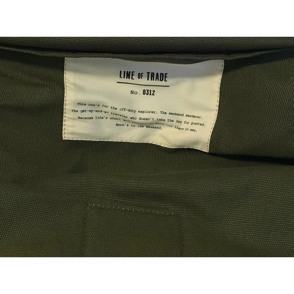Line of Trade No. 0312 Olive Green Canvas Weekender Travel Bag Leather Trim